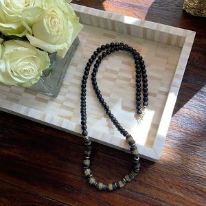 🆕 Black beaded Necklace w/black/army green beads